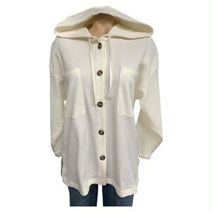 Roxy Cream Button-Up Hooded Sweatshirt Size S
